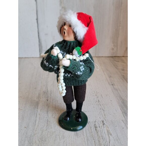Byers boy stringing popcorn vintage caroler xmas figure - Picture 1 of 7